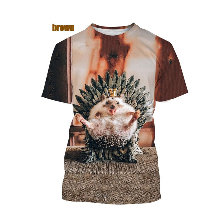 3d Hedgehog Pattern Printed T-shirt Men and Women Casual Funny Short-sleeved