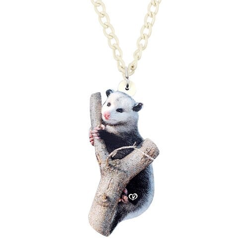 Possum Necklace Pendant Chain Collar Unique Animal Jewelry For Women Girls Teens Charms Gift