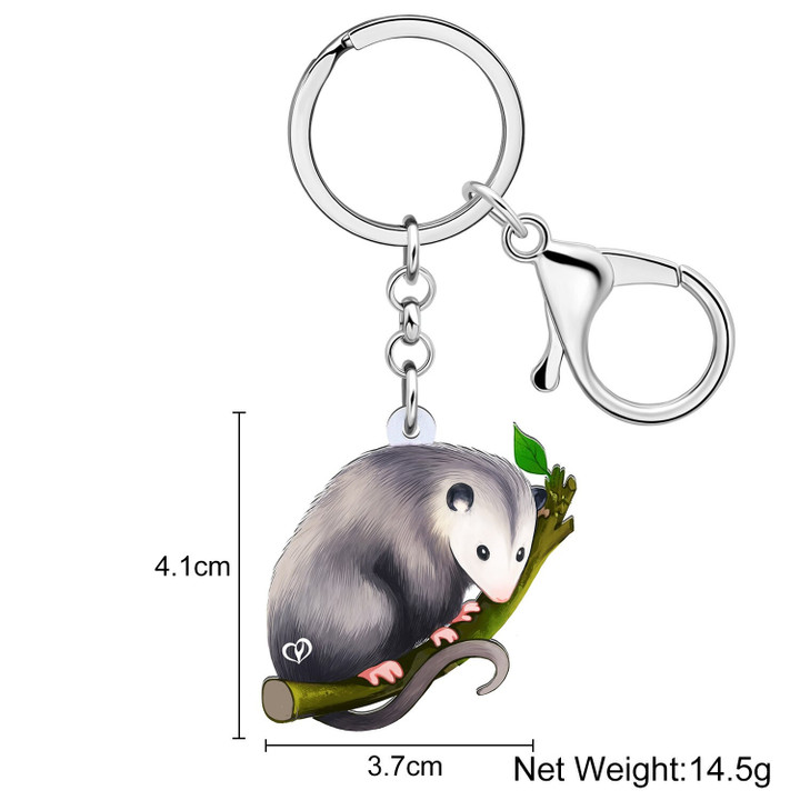 Bonsny Acrylic Novelty Grey Mouse Key Ring Cute Animals Keychains Key Chains Backpack Charms For Friends Teens Fashion Jewelry