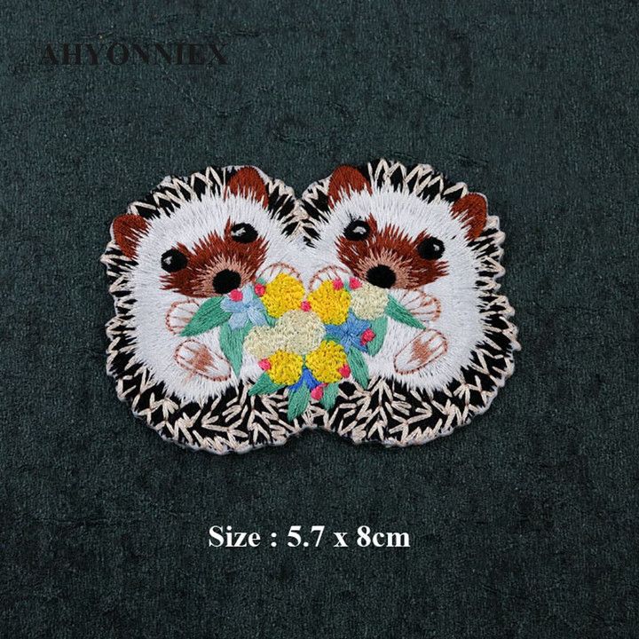 1 PC Cute Patches for Clothing Embroidery Applique Iron On Hedgehog Decoration DIY Embroidered Sticker for Jacket Clothes