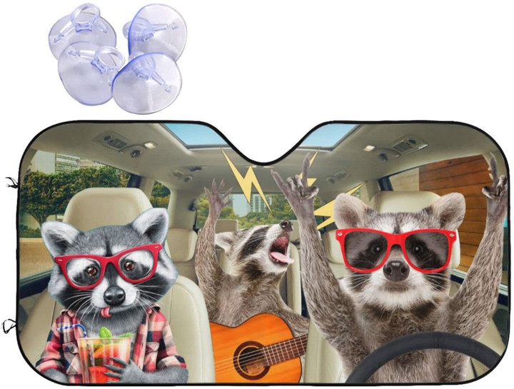 Funny Animal Raccoon Car Windshield Sunshade