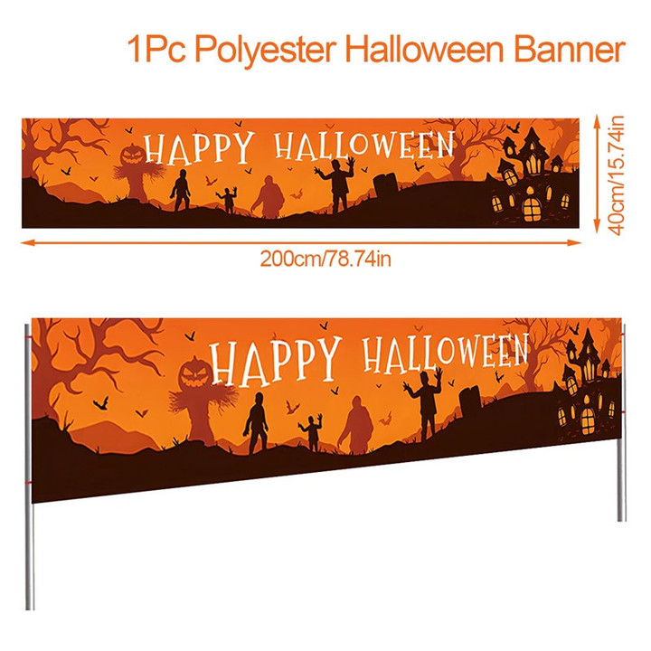 Happy Halloween Banners Flags Halloween Decoration for Home Ghost Pumpkin Bat Pillowcase Horror Trick Or Treat Party Supplies