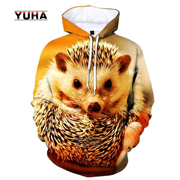Fashion Men/Women Fashion 3d Animal Hedgehog Pattern Printed Sweatshirt Hip Hop Couple Sweatshirt