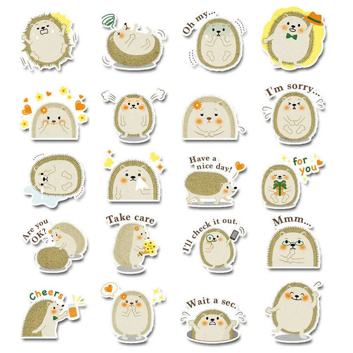 20/40pcs Cartoon Hedgehog Stickers, Kawaii Animal Sticker Pack