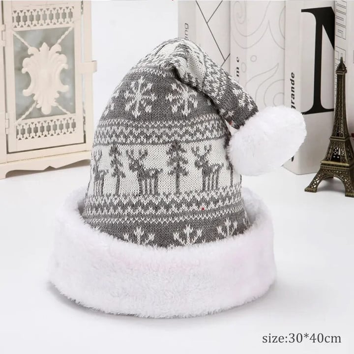 Snowfake Elk Hat Winter Thicken Knitted Velvet Cloth Adult Christmas Hat Merry Christmas Decor Gifts