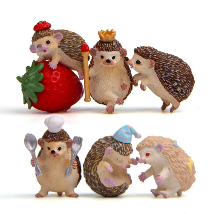 4pcs/lot Japanes Kawai Hedgehog Toys Resin Action Figure Toys Model DIY Toys For Children Kids Christmas Toys