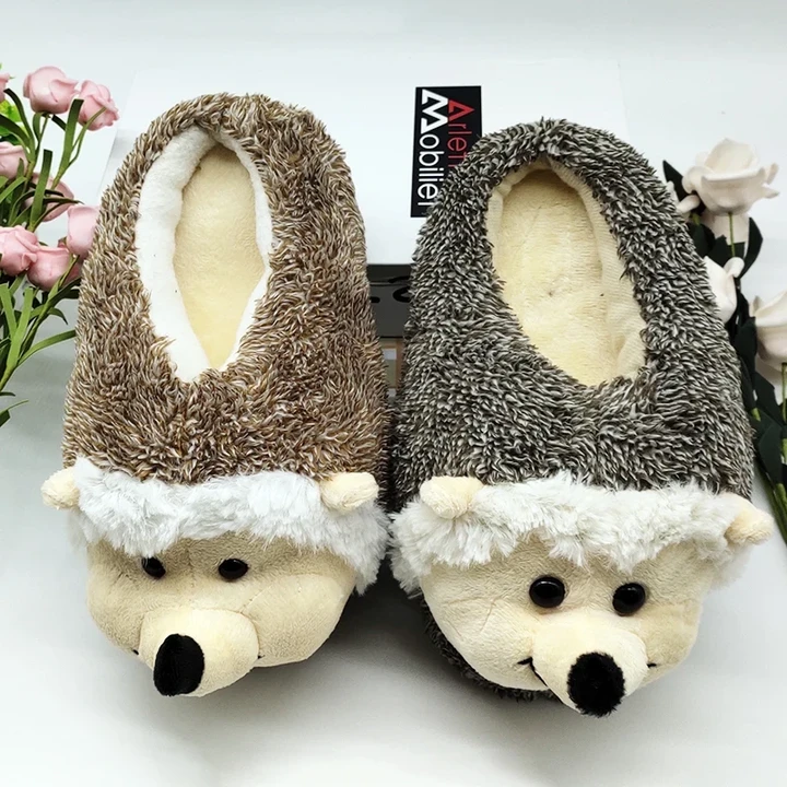 Hedgehog Fur Slippers Fluffy Shoes Funny Men Women Winter Slippers Custom Slippers Home House Slippers Children Indoor