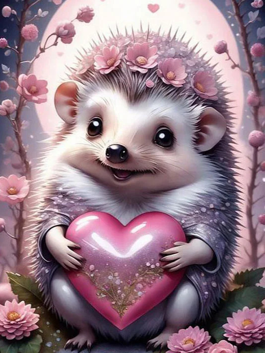 Diamond Painting Animal Hedgehog Full Square/Round Drill Mosaic Heart Flower Home Decor