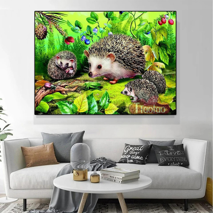 5D Diamond Painting Forest Hedgehogs Famliy Full Square Round Drill Mosaic Embroidery Diy Animal Cross Stitch Handmade Home Art