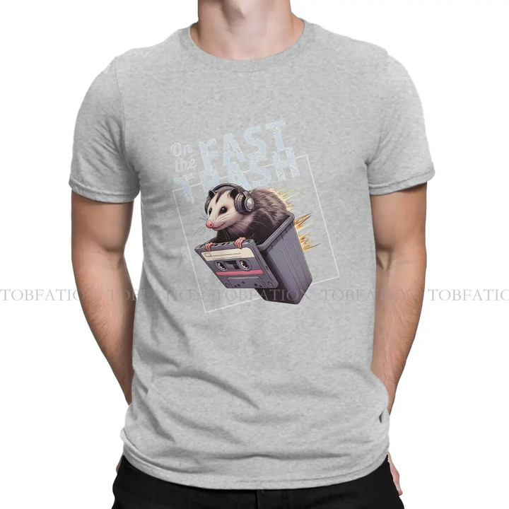 On The Fast Trash Possum Hipster TShirts Opossum Male Harajuku Pure Cotton Streetwear T Shirt O Neck Oversized