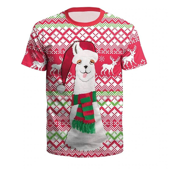 Funny Men's T-shirt Merry Christmas Santa 3d Printed Short Sleeved O-Neck Pullover