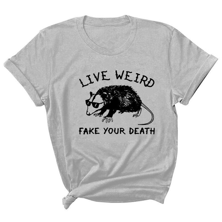 Possum Live Weird Letter Print Women T Shirt