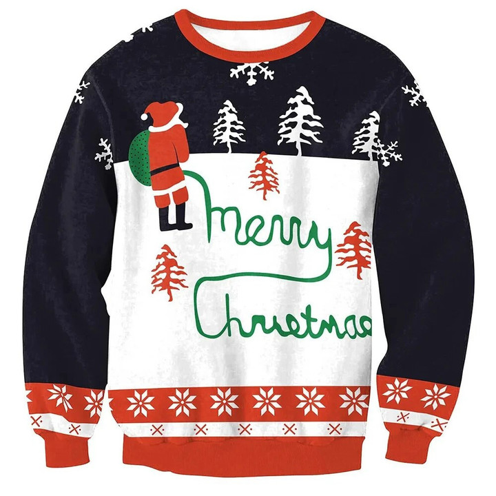 Christmas Pullovers Sweaters for Men Christmas Reindeer 3D Printed O-Neck Sweater Top Couple Clothing Holiday Women Sweatshirts