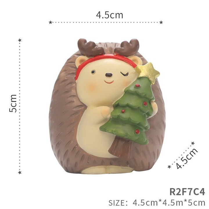 New Hot Sale Christmas Decoration Figurines Cartoon Corgi Elk Hedgehog Cute Miniature Ornaments for Desk Home Party Decor