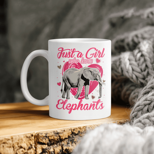 Elephant Mug - Just A Girl Who Love Elephants Pink