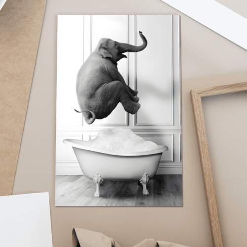 Elephant Poster: Funny Elephant In Tub