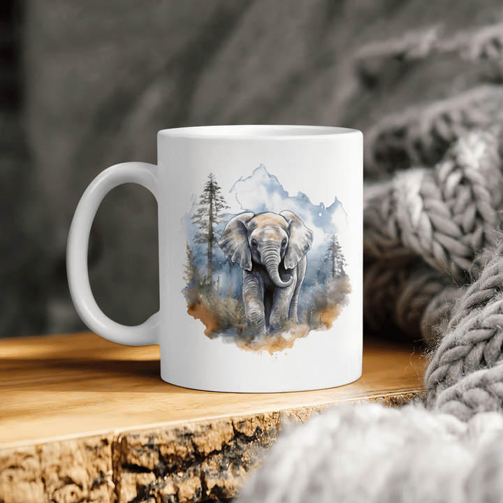 Elephant Mug - Baby Elephant with The Mountain Forest