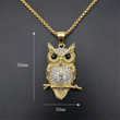 Hip Hop Iced Out Owl Pendant Necklace For Women Gold Color Stainless Steel Animal Bling AAA CZ Necklace Women's Jewelry