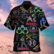 Baseball Neon Color Pattern Black Theme Hawaiian Shirt