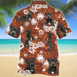 Staffordshire Bull Terrier Dog Red And Orange Tribal Pattern Hawaiian Shirt
