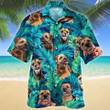 Kawaii Border Terrier Dog Lovers Gift Summer Beach Palm Tree Pattern Hawaiian Shirt