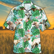 Charolais Cattle Lovers Tropical Plant Hawaiian Shirt