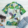 Beautiful Hummingbird Green Tropical Leaves Pattern Hawaiian Shirt