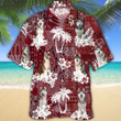 Husky Red Hawaiian Shirt, Gift for Dog Lover Shirts, Men's Hawaiian shirt, Summer Hawaiian Aloha Shirt