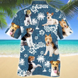 Smart Wire Fox Terrier Dog Blue Tribal Pattern Tropical Forest Hawaiian Shirt