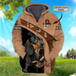Love Dachshund - Personalized Name 3D Zipper hoodie, Gift for dog lovers