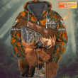 Personalized Moose Hunting 3D Zipper hoodie, Gifts for Hunter, Hunting Lovers