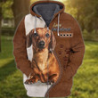 Love Dachshund 3D all Print - Personalized Name 3D zipper Hoodie, Dog lovers gift