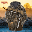Hunting Holic - Personalized Name 3D Zipper Hoodie