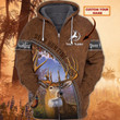 Gifts for Hunter, Hunting Lovers, Deer Hunting - Personalized Name 3D Zipper hoodie