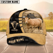 Custom Name Limousin Cattle Farmhouse Field Cap, Cow Baseball Hat For Farmer, Gift for cow lover