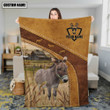 Miniature Donkey farmhouse Custom Name Fleece Blanket, Sherpa blanket Cow blanket 50x60, Gift for Farmer