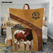 Pinzgauer Cattle Brownie Farmhouse Fleece Blanket, Sherpa blanket, cow blanket 50x60 in, Gift for Farmer
