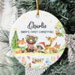 Baby's First Christmas Ornament 2023, Personalized Baby Ornament, Forest Woodland Animals