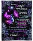 Personalized To My Daughter Blanket From Daddy Mommy Colorful Butterflies My Love Is Forever, Birthday Gifts for Daughter
