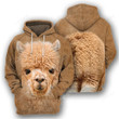 Alpaca 3D Hoodie for men and women, Alpaca 3D zip Hoodie, Farm shirt, Alpaca lover gift, Gift for Farmer