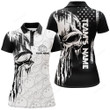 Personalized Skull Bowling Shirt for Women Custom Team's Name American Flag Ladies Polo Shirt