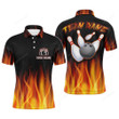 Polo shirt Custom Mens Bowling Shirts, Customizable American Flag Bowling Pin Polo Shirt For Team