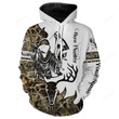 Bow hunting Deer Skull Camo Custom name All over print T-shirt, Hoodie