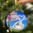 Maltese sleeping Angel ceramic ornament, Dog Christmas ornament, Gift for dog lover