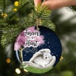 Maltese sleeping Angel ceramic ornament, Dog Christmas ornament, Gift for dog lover