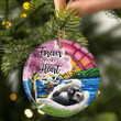 Rascal sleeping Angel ceramic ornament, Dog Christmas ornament, Gift for dog lover