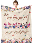God says you are Butterfly Bible Verse Throw Blankets, Christian Gifts 60"x 50" Blanket - Religious Gifts for Female