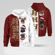 Pug Christmas HO HO HO Hoodie, Pug Dog 3D All Over Printed hoodie, zip hoodie, Christmas Gift for Dog lover