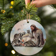 God Surrounded By Raccoons Porcelain Ceramic Ornament