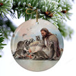 God Surrounded By Raccoons Porcelain Ceramic Ornament